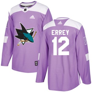 Men's San Jose Sharks Bob Errey Adidas Authentic Hockey Fights Cancer Jersey - Purple