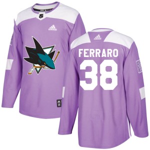 Men's San Jose Sharks Mario Ferraro Adidas Authentic Hockey Fights Cancer Jersey - Purple