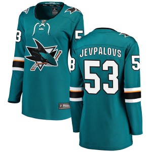 Women's San Jose Sharks Nikita Jevpalovs Fanatics Branded Breakaway Home Jersey - Teal