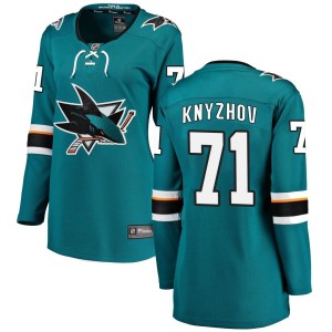 Women's San Jose Sharks Nikolai Knyzhov Fanatics Branded Breakaway Home Jersey - Teal