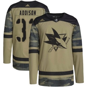 Youth San Jose Sharks Calen Addison Adidas Authentic Military Appreciation Practice Jersey - Camo