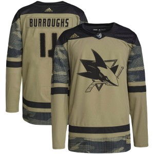 Youth San Jose Sharks Kyle Burroughs Adidas Authentic Military Appreciation Practice Jersey - Camo