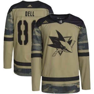 Youth San Jose Sharks Aaron Dell Adidas Authentic Military Appreciation Practice Jersey - Camo