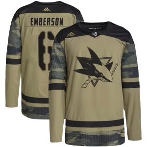 Youth San Jose Sharks Ty Emberson Adidas Authentic Military Appreciation Practice Jersey - Camo
