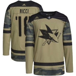 Youth San Jose Sharks Mike Ricci Adidas Authentic Military Appreciation Practice Jersey - Camo