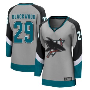 Women's San Jose Sharks Mackenzie Blackwood Fanatics Branded Breakaway Gray 2020/21 Special Edition Jersey - Black