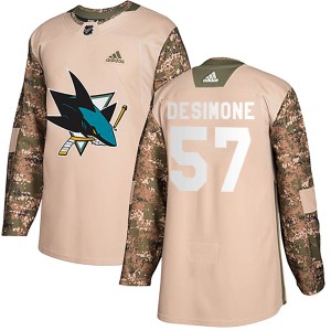 Men's San Jose Sharks Nick DeSimone Adidas Authentic ized Veterans Day Practice Jersey - Camo
