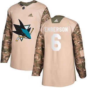 Men's San Jose Sharks Ty Emberson Adidas Authentic Veterans Day Practice Jersey - Camo