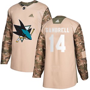 Youth San Jose Sharks Dylan Gambrell Adidas Authentic Veterans Day Practice Jersey - Camo