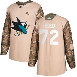 Youth San Jose Sharks Tim Heed Adidas Authentic Veterans Day Practice Jersey - Camo