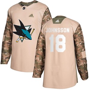 Youth San Jose Sharks Andreas Johnsson Adidas Authentic Veterans Day Practice Jersey - Camo