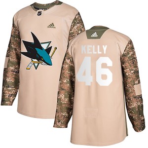 Youth San Jose Sharks Dan Kelly Adidas Authentic Veterans Day Practice Jersey - Camo
