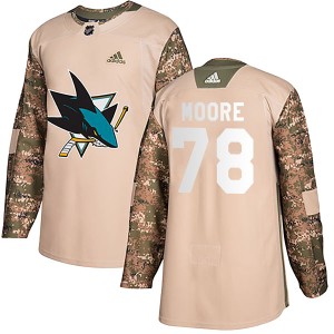 Youth San Jose Sharks Bryan Moore Adidas Authentic Veterans Day Practice Jersey - Camo