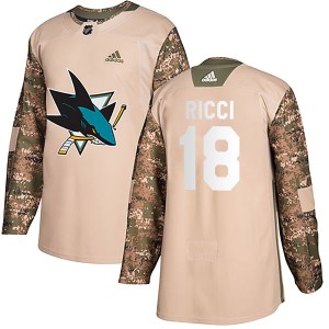Youth San Jose Sharks Mike Ricci Adidas Authentic Veterans Day Practice Jersey - Camo