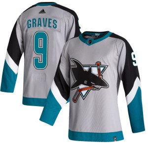 Men's San Jose Sharks Adam Graves Adidas Authentic 2020/21 Reverse Retro Jersey - Gray