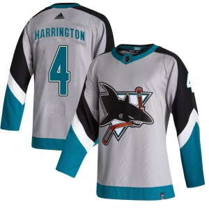 Men's San Jose Sharks Scott Harrington Adidas Authentic 2020/21 Reverse Retro Jersey - Gray
