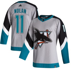 Men's San Jose Sharks Owen Nolan Adidas Authentic 2020/21 Reverse Retro Jersey - Gray
