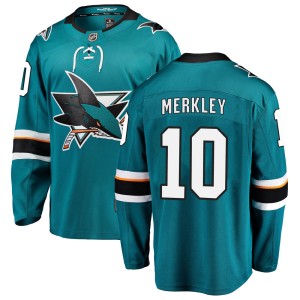 Youth San Jose Sharks Nick Merkley Fanatics Branded Breakaway Home Jersey - Teal