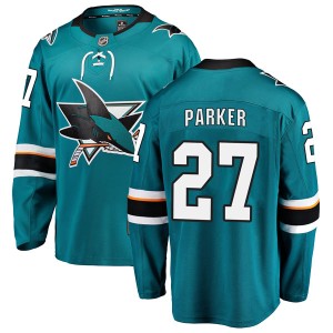Youth San Jose Sharks Scott Parker Fanatics Branded Breakaway Home Jersey - Teal