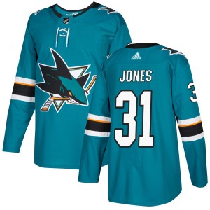 Men's San Jose Sharks Martin Jones Adidas Authentic Jersey - Teal