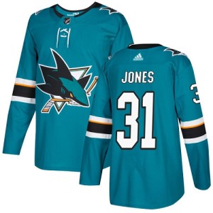 Youth San Jose Sharks Martin Jones Adidas Authentic Teal Home Jersey - Green