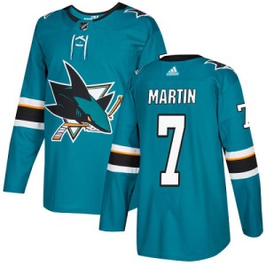 Youth San Jose Sharks Paul Martin Adidas Authentic Teal Home Jersey - Green