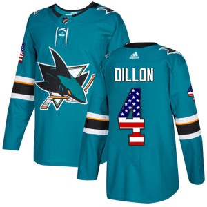Youth San Jose Sharks Brenden Dillon Adidas Authentic Teal USA Flag Fashion Jersey - Green