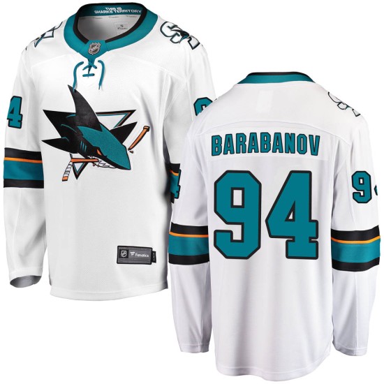 Men's San Jose Sharks Alexander Barabanov Fanatics Branded Breakaway Away Jersey - White