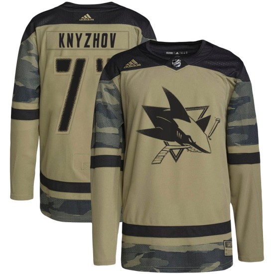 Youth San Jose Sharks Nikolai Knyzhov Adidas Authentic Military Appreciation Practice Jersey - Camo